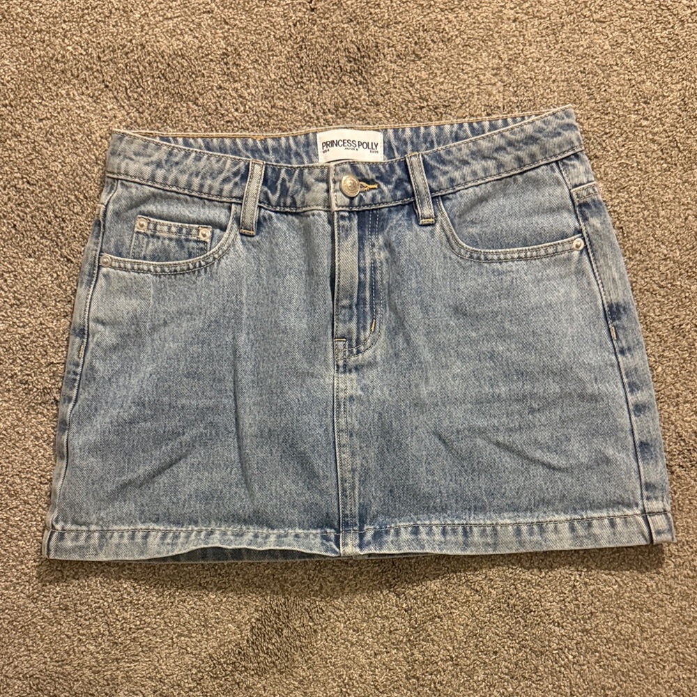 Princess Polly Washed Denim Mini Skirt in Blue